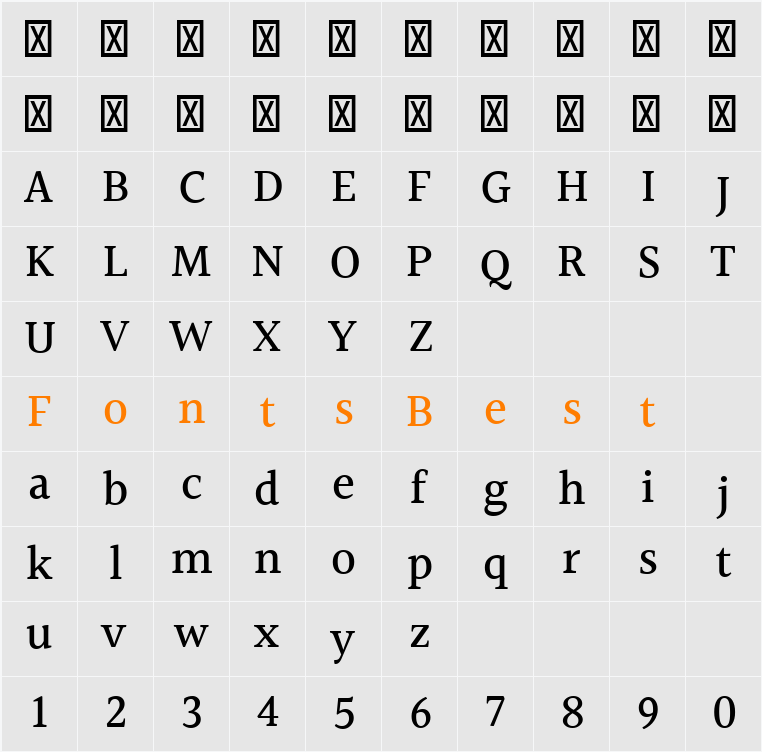 Halant Medium Character Map
