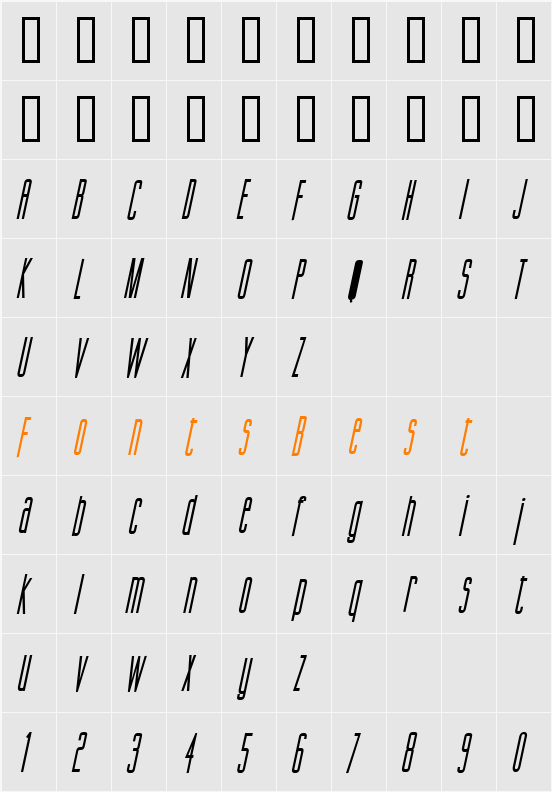 Gorgio Condensed Character Map