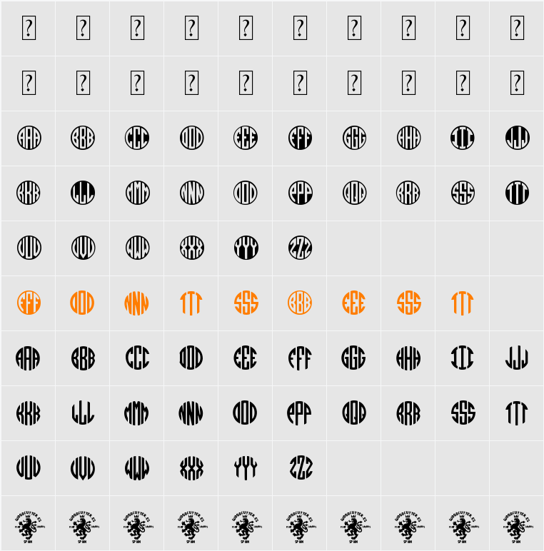 MONOGRAMOS Character Map