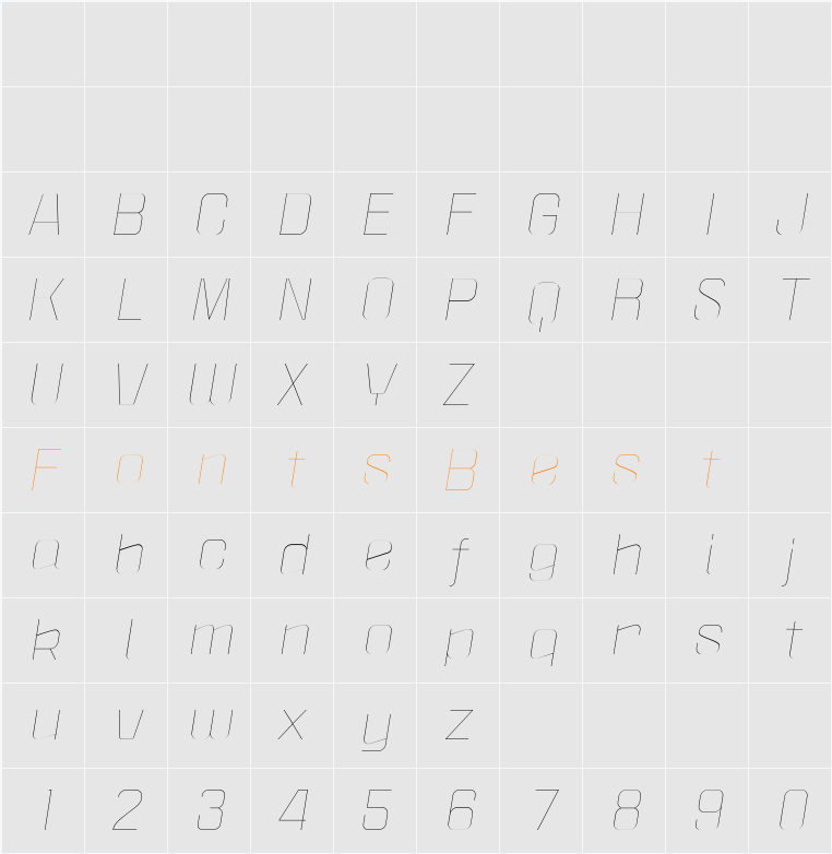 Politica XT Character Map