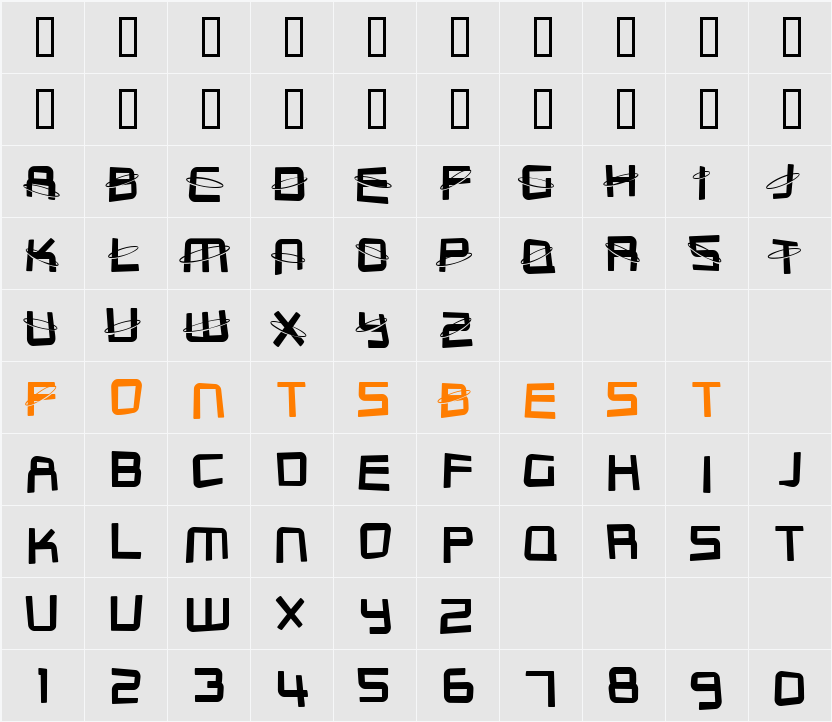 SF Outer Limits DistUpright Character Map
