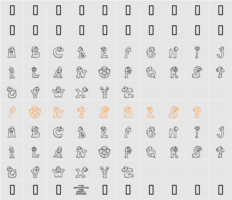 4YEOmonstrum Character Map