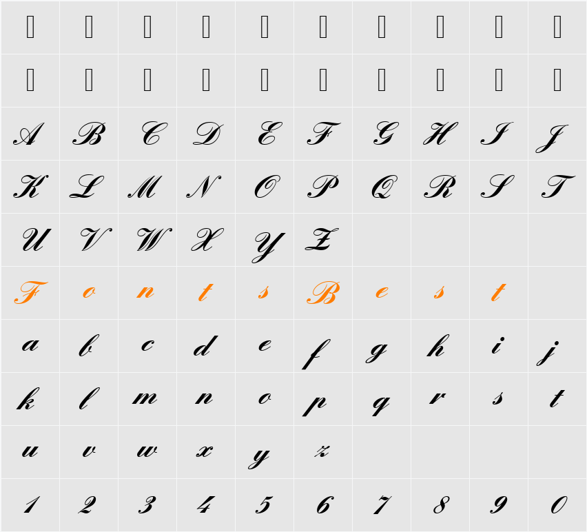 EnglischeSchT Character Map
