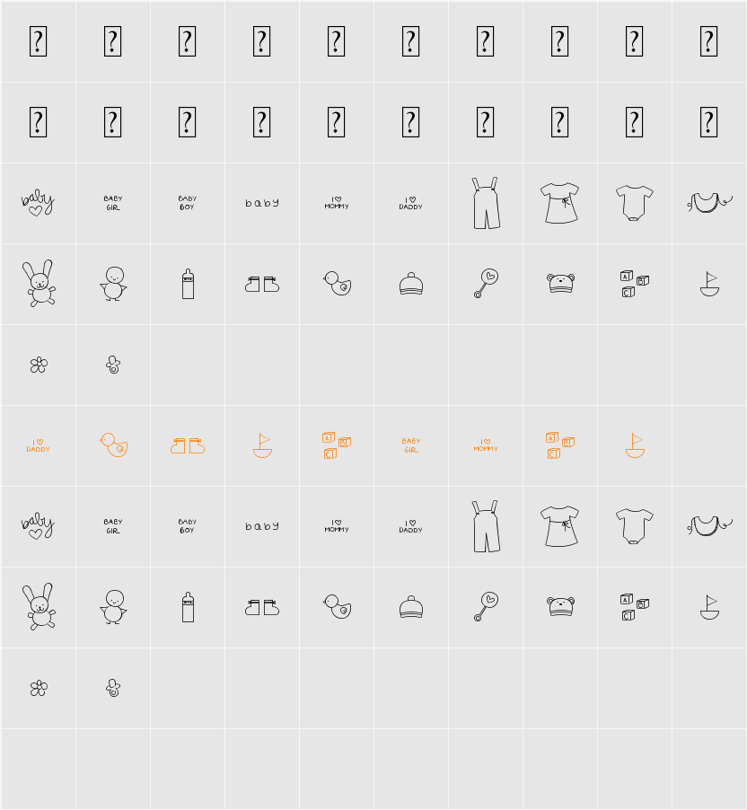 MTF Itty Bitty Baby Character Map