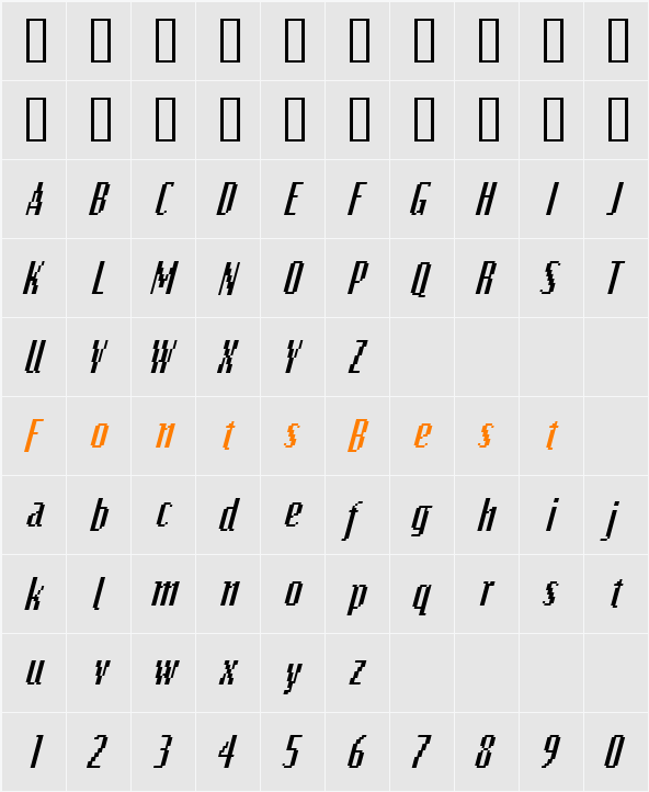 VideoCondSSK Character Map