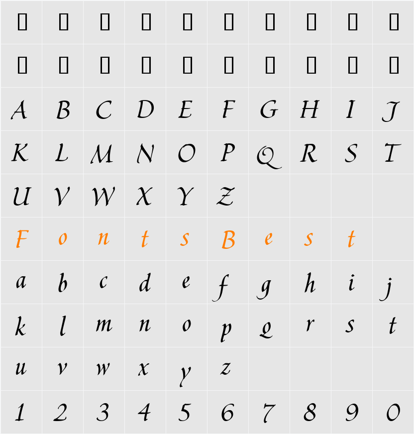 HavixHmkBold Character Map