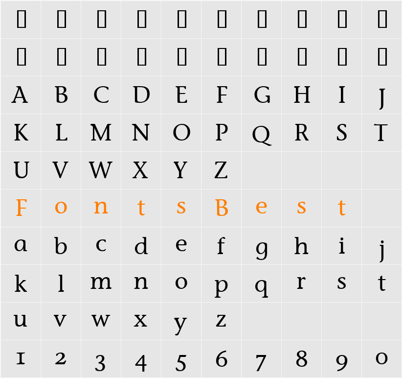 Stone Inf OS ITC TT Character Map