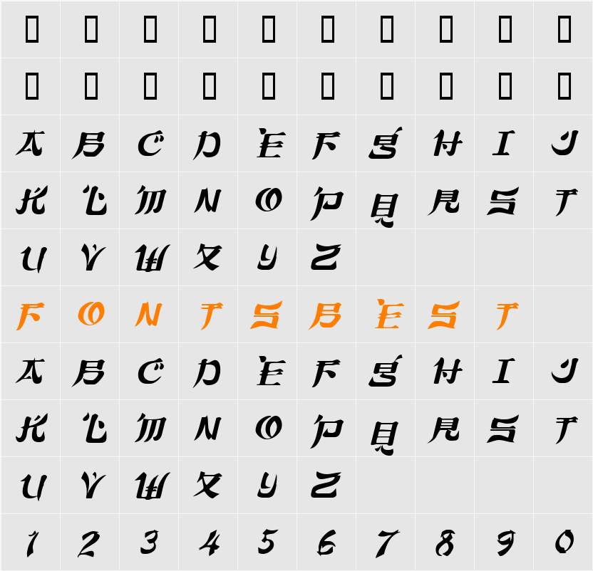 TokyoCaps Character Map
