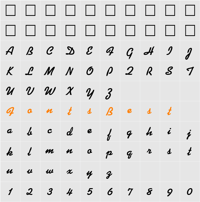 Kaufmann DB Character Map