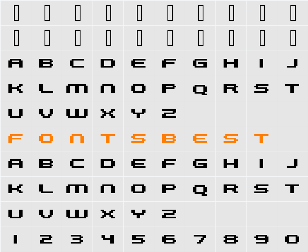 FFF Galaxy Bold Extended Character Map