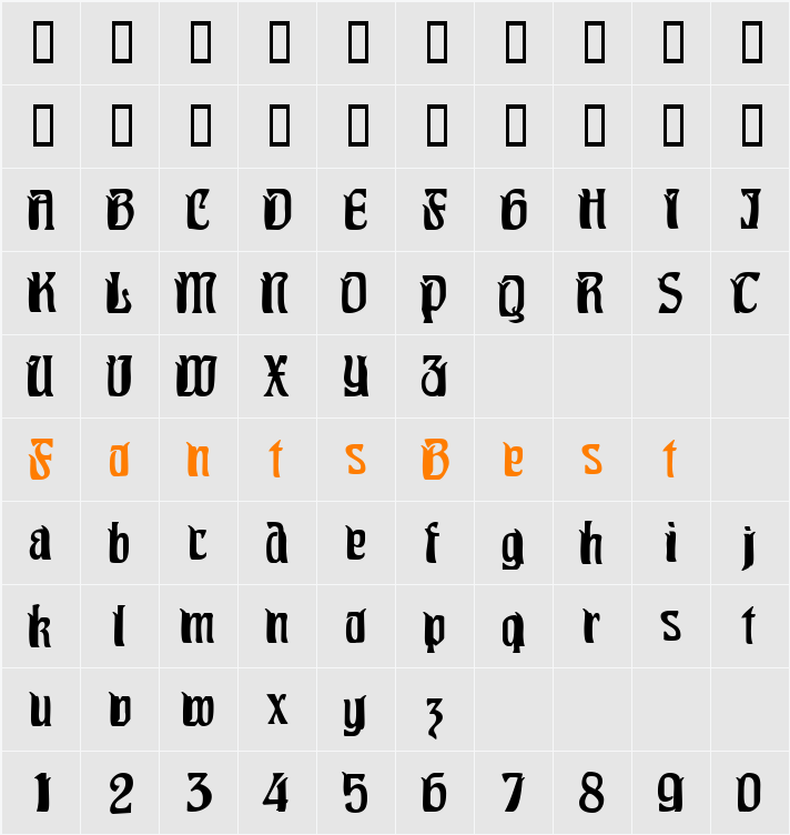 Pittoresk Character Map