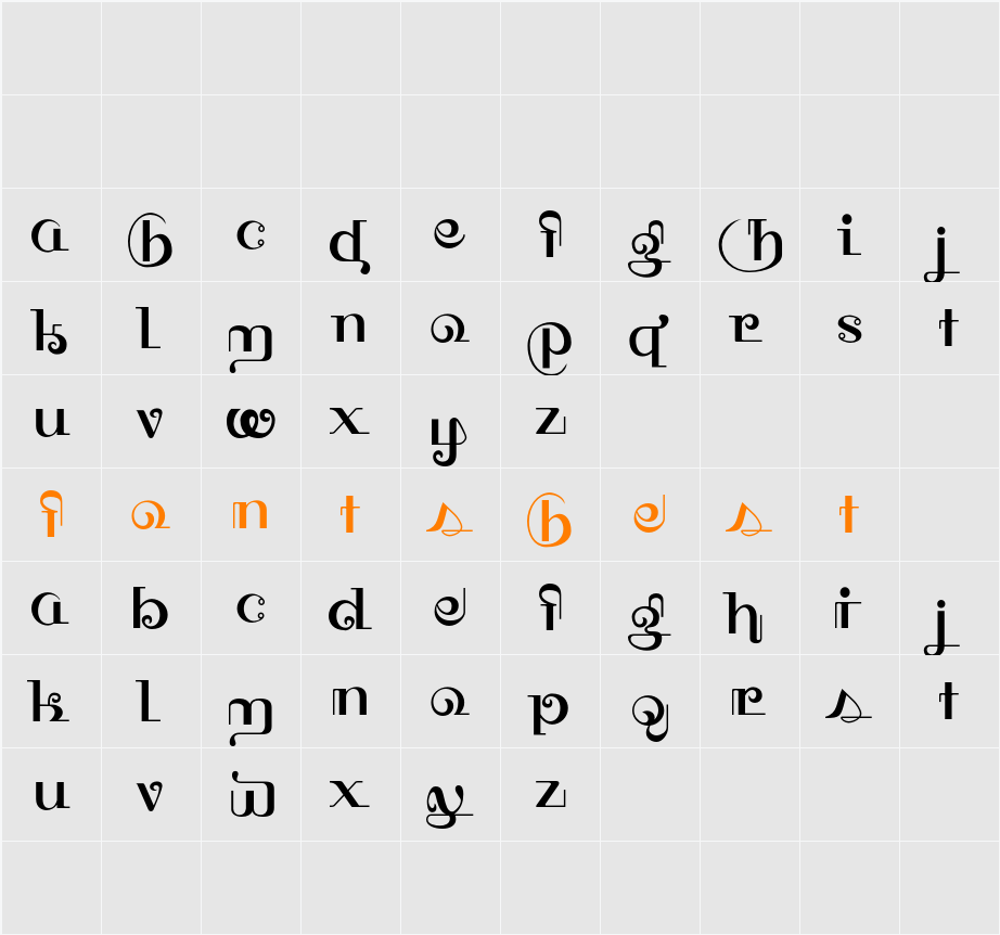 HFF Thai Dye Character Map