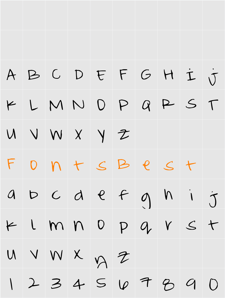MEllybO0 fONt Character Map