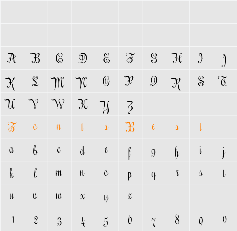 EngrossingScript Character Map