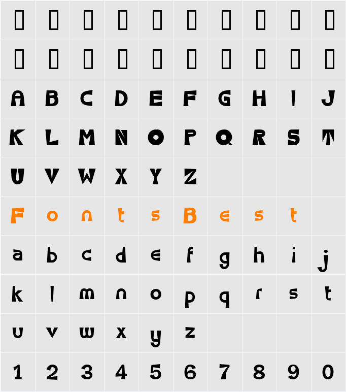 Seventy Flares Character Map