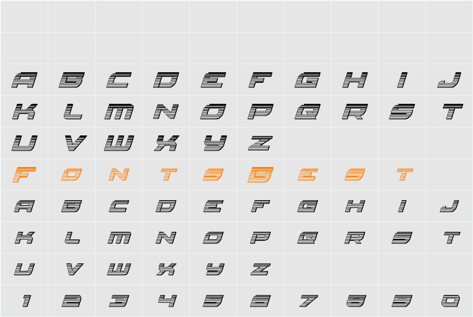 Red Rocket Chrome Italic Character Map