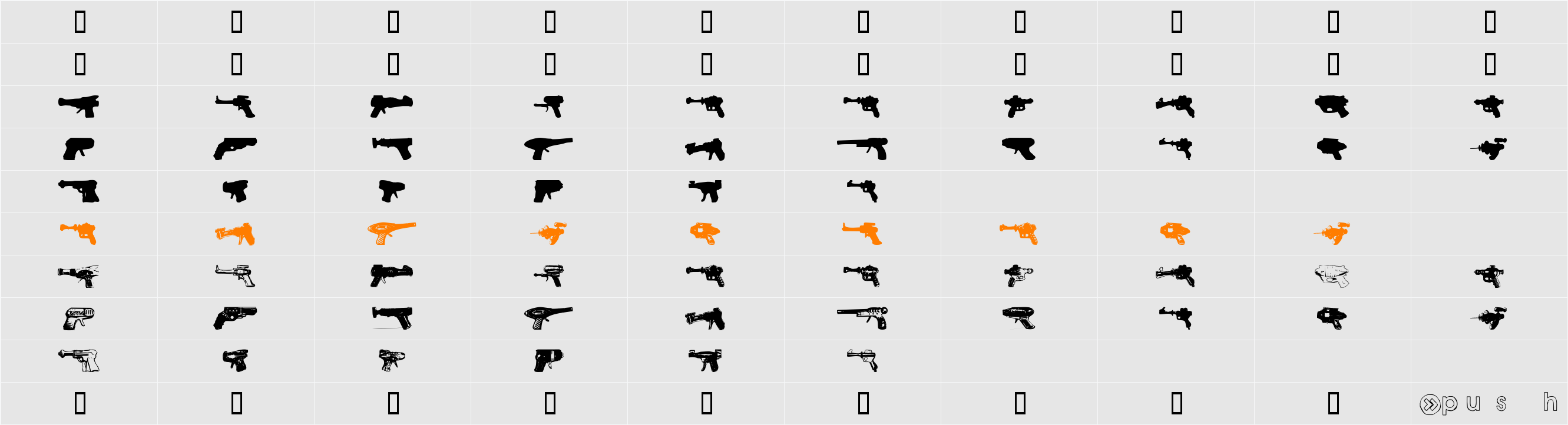 rayguns Character Map