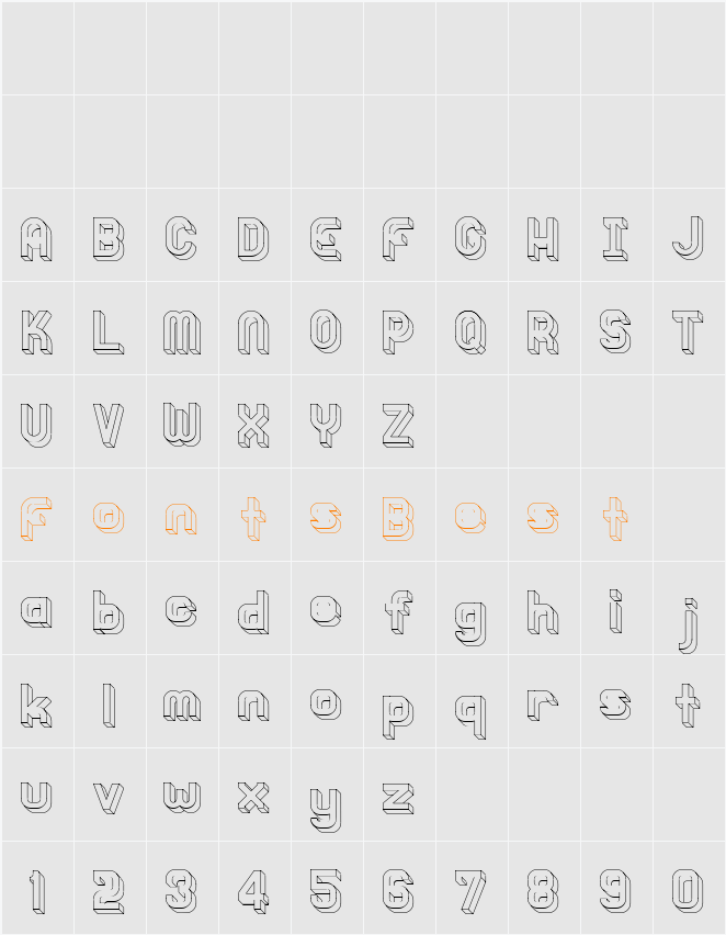 Knochen 3D Outline Character Map