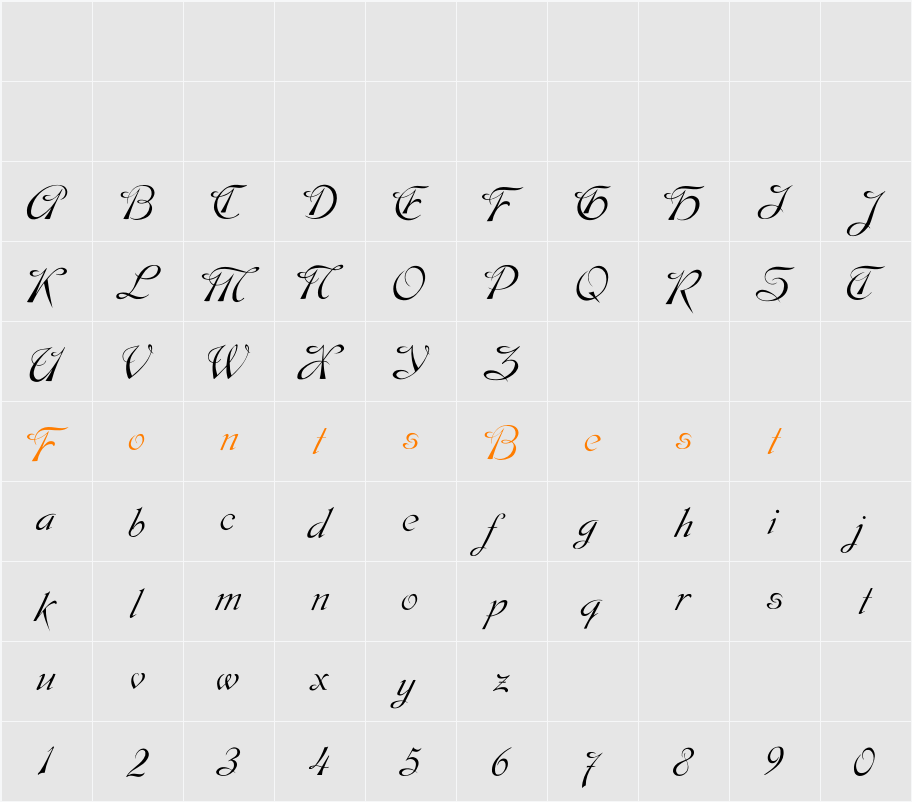Dobkin Script Character Map