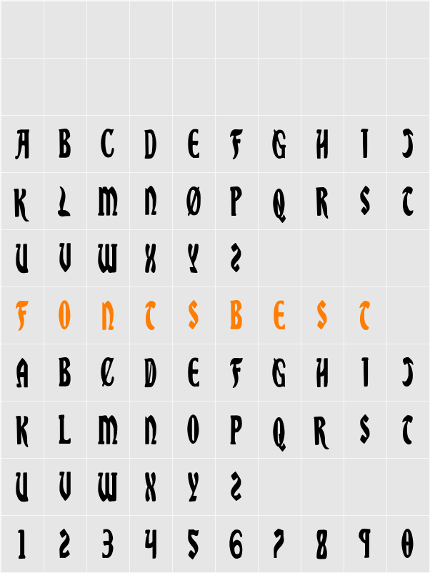 Sable Lion Condensed Character Map