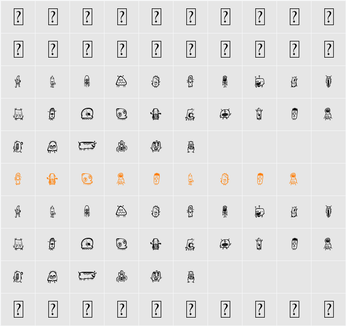 aliendco Character Map