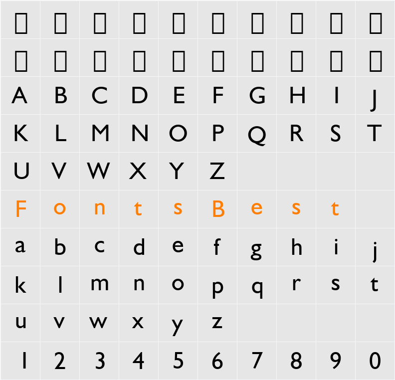 Humanst521 BT Character Map