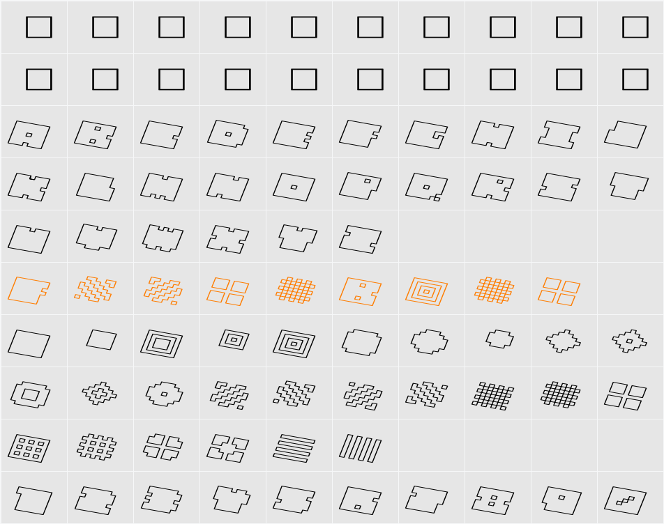 QUBE HOLLOW WIDE Character Map