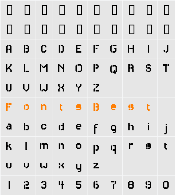 RH Carrier Stencil Character Map