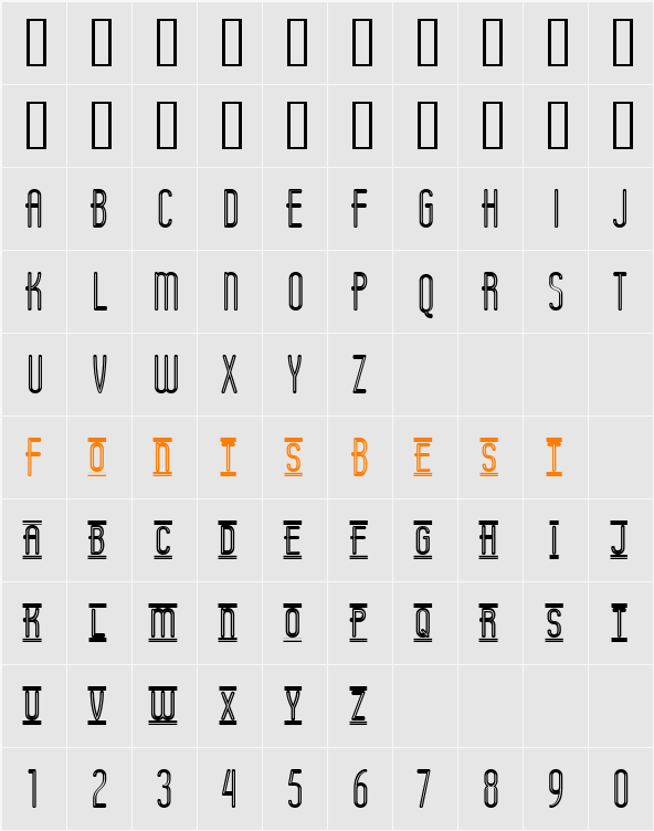 Operator Nine BTN Inline Lined Character Map