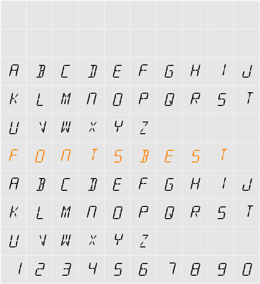 SF Digital Readout Character Map