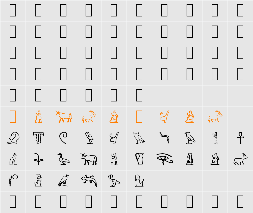Pharaoh Character Map