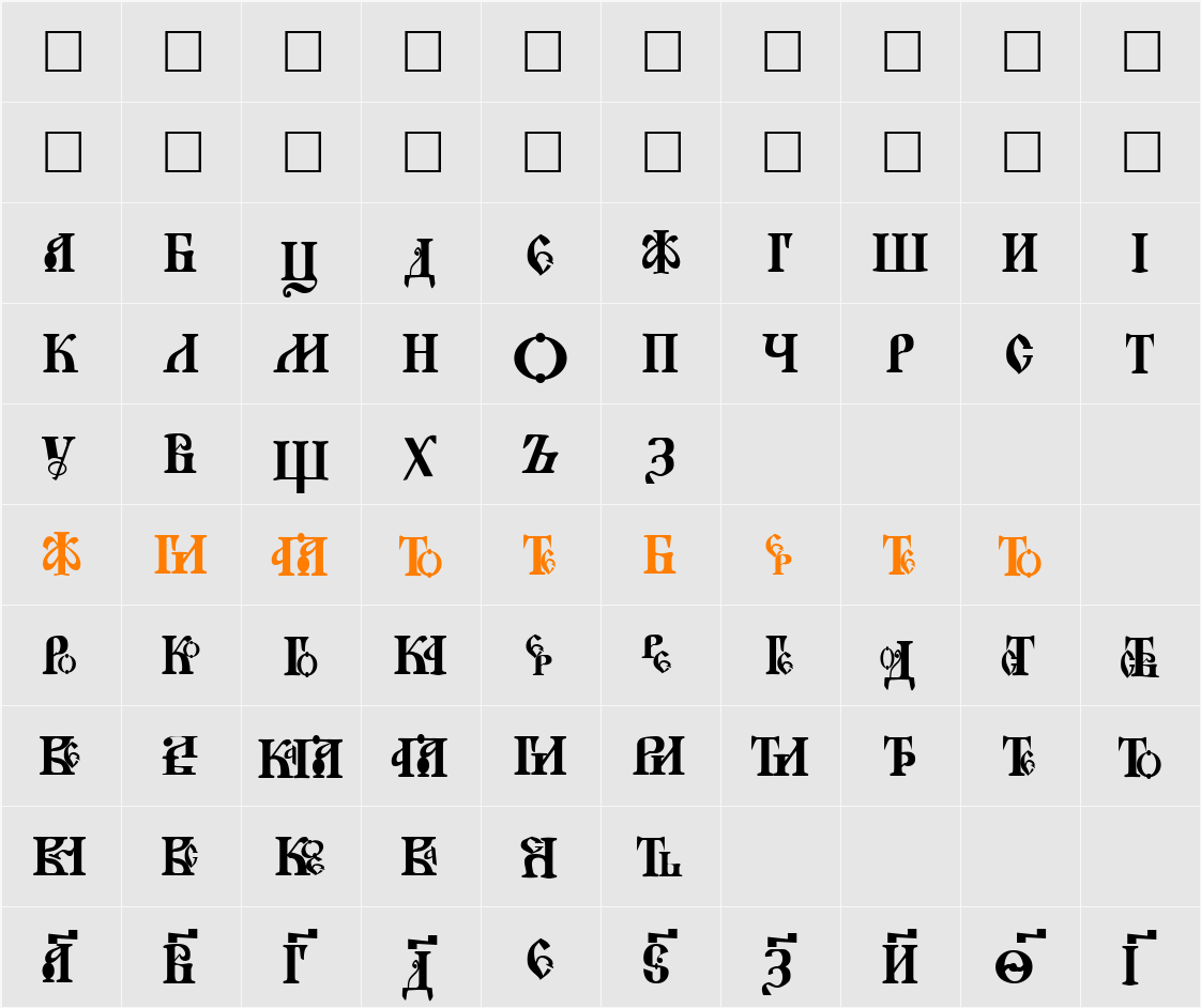 Novgorod Character Map