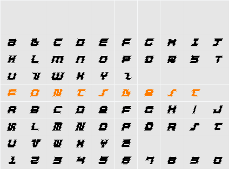 Direktor Academy Italic Character Map