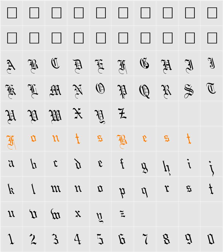 BoobShellText125 ttcon Character Map