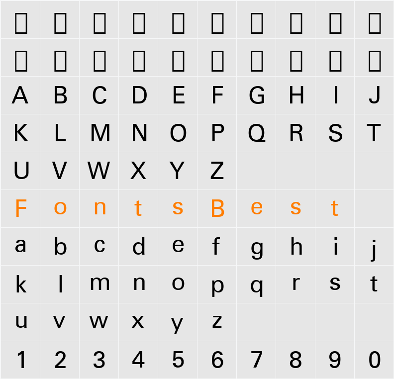 ZurichGreek BT Character Map