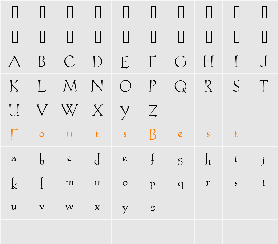 Evadare Demo Character Map