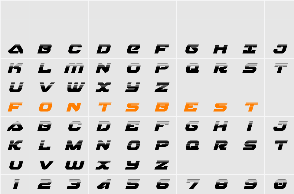 Skyhawk Halftone Italic Character Map