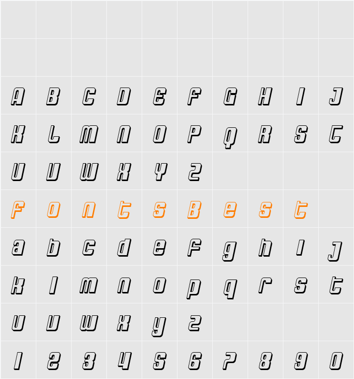 SF DecoTechno Shaded Character Map
