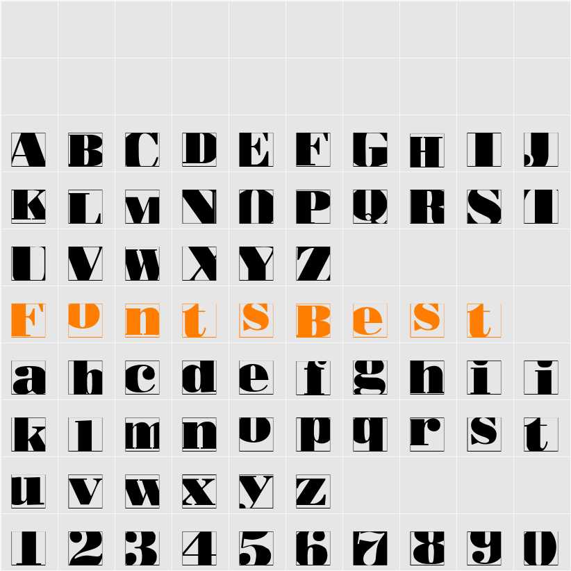 BodoblackSquaresInvers Character Map