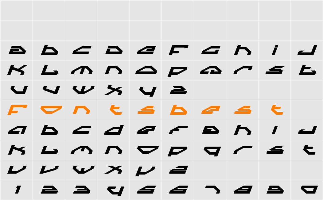 Spylord Bold Expanded Italic Character Map