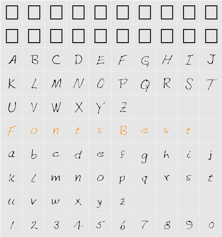LEHN151 Character Map