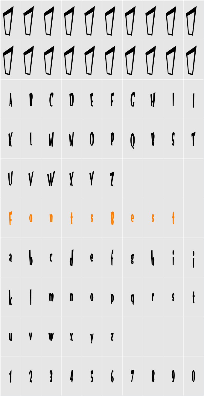 VTC Optika Character Map