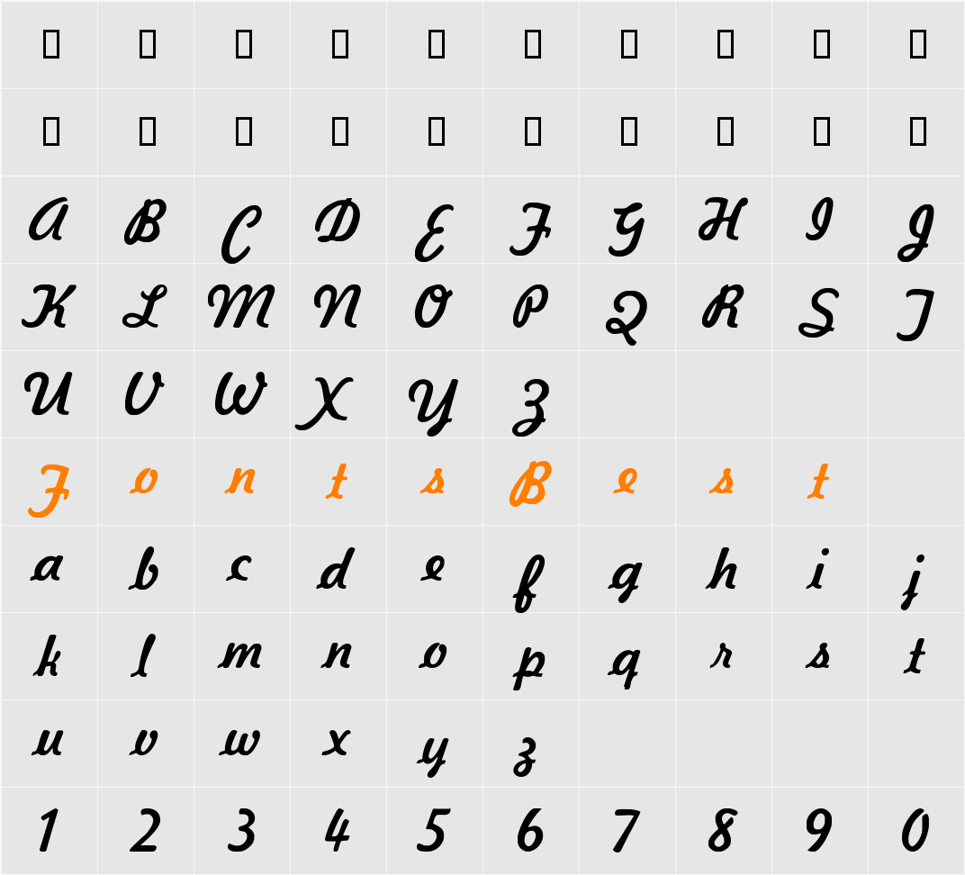 Kavaler Character Map
