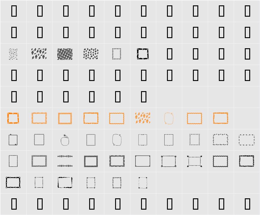 Frames and Backgrounds Character Map