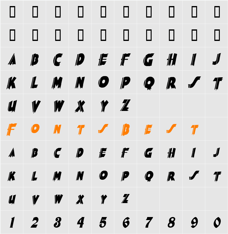 Poster-Condensed Character Map