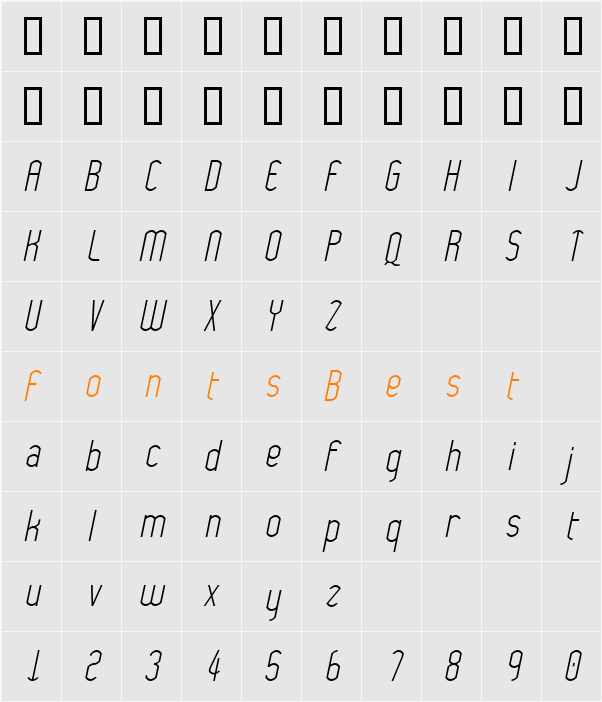 Wytherness Oblique Character Map