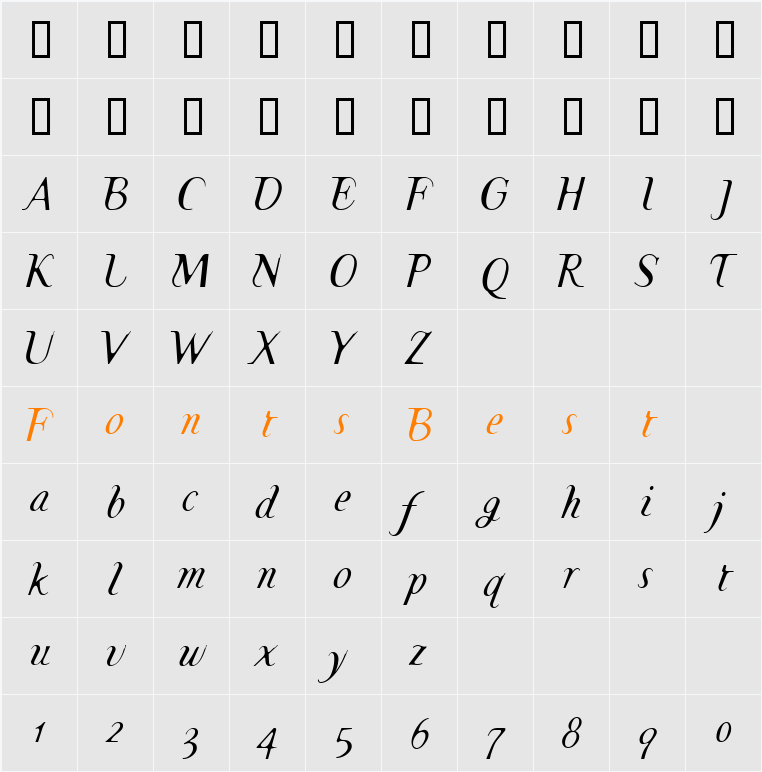 TemaCantanteItalic Character Map