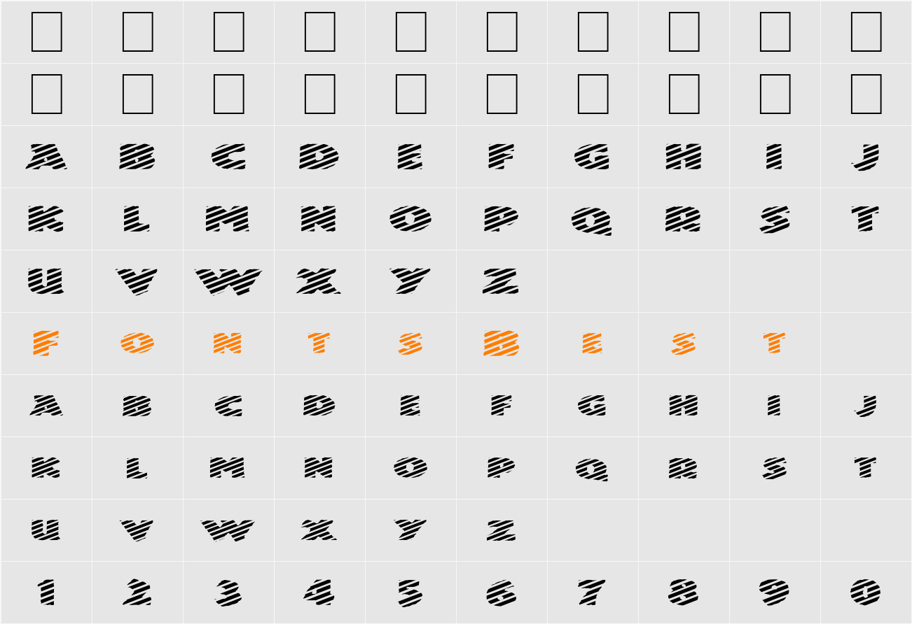 FZ JAZZY 24 STRIPED EX Character Map