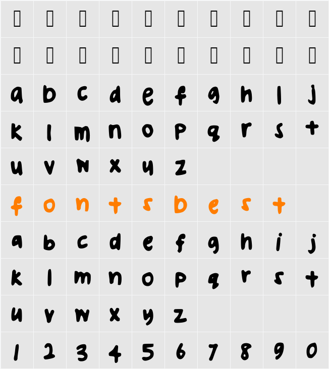 uglyhandwriting Character Map