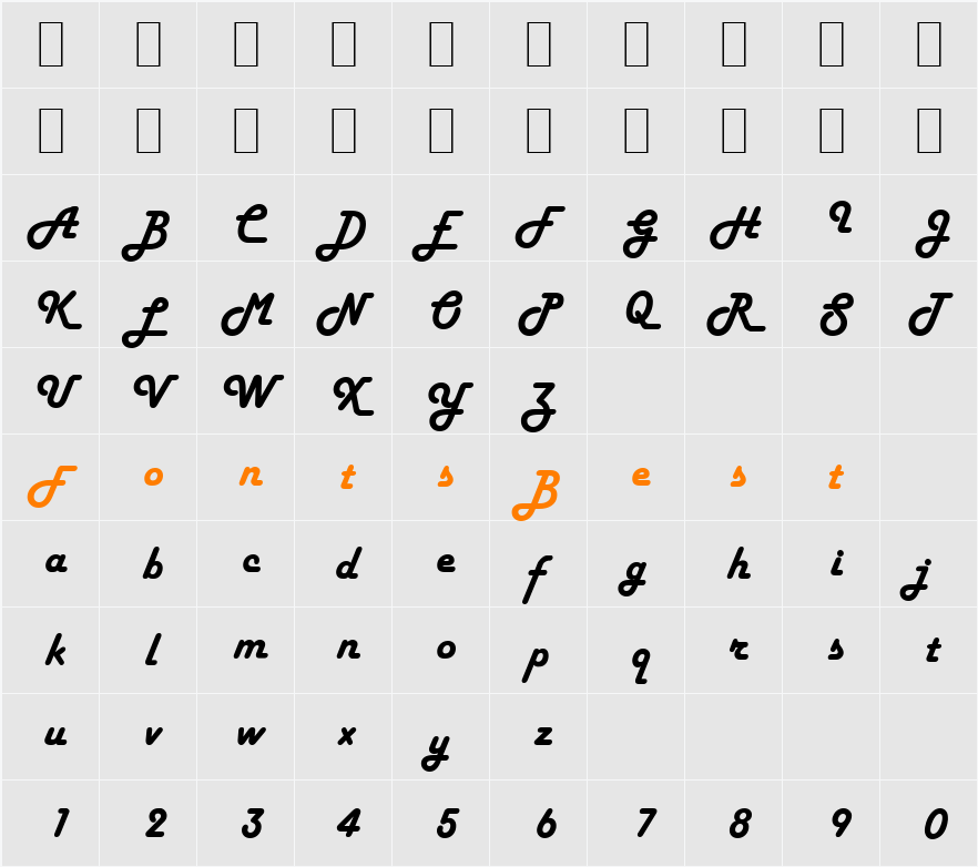 H652-Script Character Map